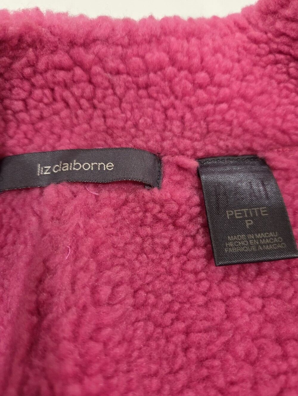 Liz Claiborne Hot Pink Faux Shearling Vest - Picture 6 of 12